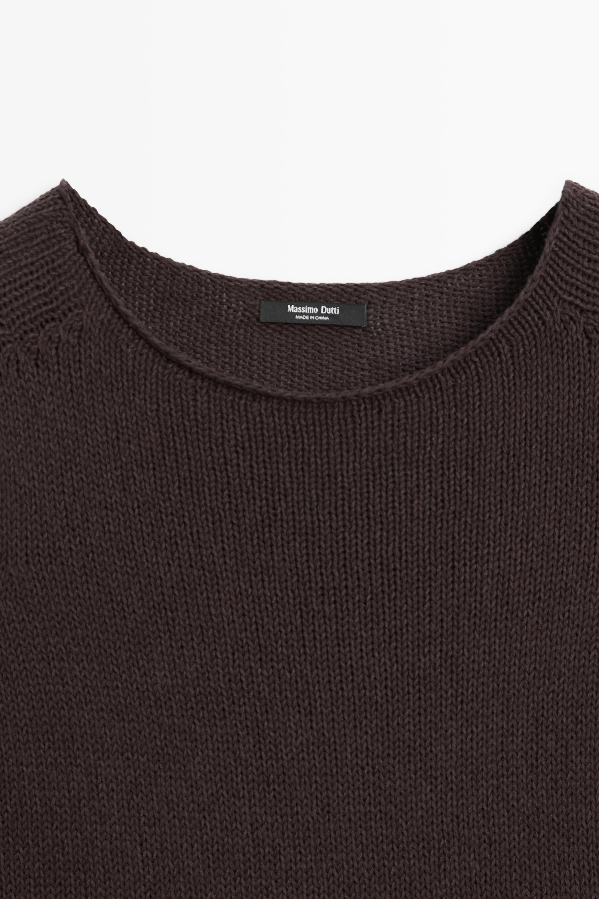 Cotton blend short sleeve knit sweater